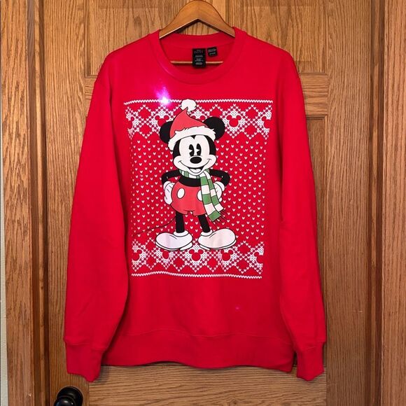 DISNEY Light Up Mickey Mouse Christmas Holiday Crew Neck Sweatshirt - Picture 11 of 11